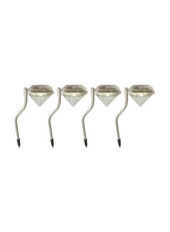 Buy 4-Piece Diamond Shaped Solar Powerd Garden Light Silver/Clear in Egypt