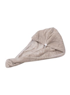 Buy Hair Towel Wrap With Button Coffee 16x3x12cm in Saudi Arabia