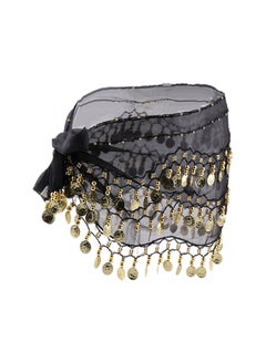 Buy Belly Dance Hip Scarf Waist Belt With Gold Coins Black Color 10+ Years in Saudi Arabia