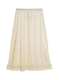 Buy Elasticated Waistband Maxi Skirt Beige in UAE