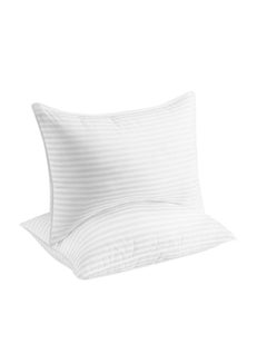 Buy 2-Piece Dust Mite Resistant And Hypoallergenic Gel Pillow White/grey 20 x 28inch in UAE