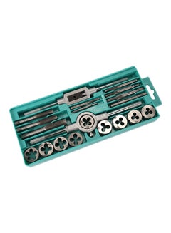 Buy Tap And Die Set With Adjustable Wrench Twisted Hand Tools Silver 25.5 x 2 x 10.5centimeter in UAE