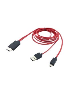 اشتري كابل مايكرو USB إلى HDMI مُخصص لهاتف سامسونج جالاكسي S3/S4/نوت 2 أحمر وأسود في الامارات