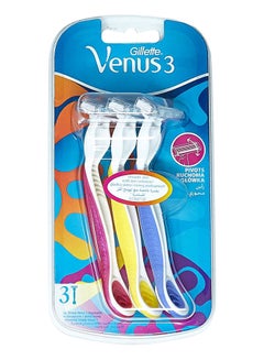 Buy 3-Piece Venus 3 Plus Disposable Razor Set Multicolour in Egypt