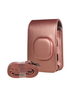 Buy Compact Size PU Leather With Shoulder Strap Camera Case Bag Rose Gold in Saudi Arabia