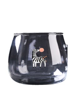 Buy Heat Resistant Zebra Painting Tea Cup Clear/White/Black 8x7.5cm in Saudi Arabia