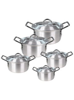 Buy 10-Piece Aluminium Cookware Set Silver in Saudi Arabia