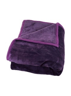 Buy Polyester Solid Soft Bed Blanket Polyester Purple 81x91inch in UAE