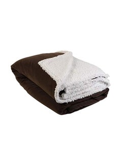Buy Polar Sherpa Fleece Throw Blanket polyester Brown/White 90x90inch in UAE