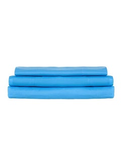 Buy 3-Piece Polyester Bed Sheet Set polyester Blue Twin in UAE