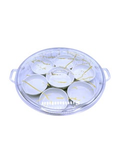 Buy 9-Piece Porcelain Breakfast Set White/Clear in Saudi Arabia