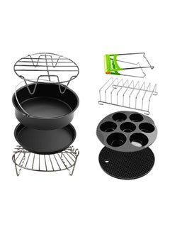 Buy 8-Piece Air Fryer Accessories Set Black/Silver in Saudi Arabia