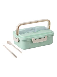 Buy Plastic Lunch Box With Spoon And Chopsticks Assorted 1000ml in Saudi Arabia