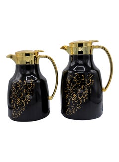 Buy 2-Piece Stainless Steel Thermos Set Black/Gold 1Liters in Saudi Arabia