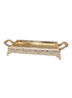 Buy Stainless Steel Decorative Serving Tray Gold 45x27centimeter in Saudi Arabia