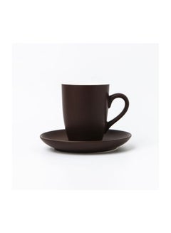 Buy Ceramic Cup And Saucer Set Matte Brown/White 16.2x16.2x2cm in Saudi Arabia