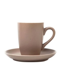 Buy Ceramic Cup And Saucer Set Matte Grey/White 16.2x16.2x2cm in Saudi Arabia