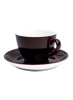 Buy Ceramic Coffee Cup And Saucer Set Black/White 16.2x16.2x2.5cm in UAE