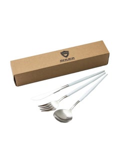 Buy 3-Piece Stainless Steel Cutlery Set White/Silver in UAE