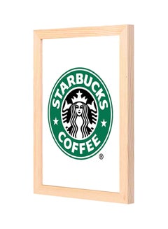 Buy Starbucks Coffee Logo Printed Wooden Framed Wall Art Painting White/Green 23x33centimeter in Saudi Arabia