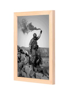 Buy Soldier Wooden Framed Decorative Wall Art Painting Grey 23x33cm in Saudi Arabia