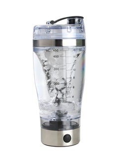 Buy Portable Shaker Mixer For Juices And Protein 450.0 ml l410 Silver/Clear/Black in Saudi Arabia
