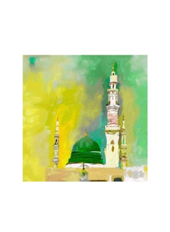 Buy Islamic Al-Masjid An-Nabawi And Mdf Wall Art Multicolour 30x30centimeter in UAE