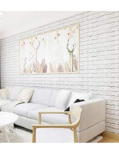 Buy 10-Piece 3D Brick Pattern Decorative Wallpaper Set Off White 70x77x0.5cm in UAE