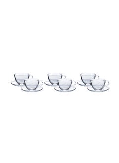 Buy 12-Piece Basic Arabian Coffee Set Clear 10cm in UAE