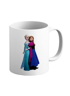 Buy Frozen Elsa And Anna Character Printed Ceramic Coffee Mug Blue/White in Saudi Arabia