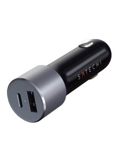 Buy USB-C And USB-A 72W PD Dual Port Car Charger Black/Space Grey in UAE