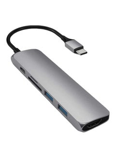 Buy Aluminum Type-C Slim Multi-Port Adapter V2 Grey in UAE