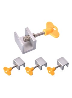 Buy Pack Of 4 Sliding Window Lock With Security Lock Silver/Yellow 1.18 x 0.94 x 0.9inch in UAE