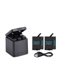 Buy 3-Piece Battery Charger With Cases Black in Saudi Arabia