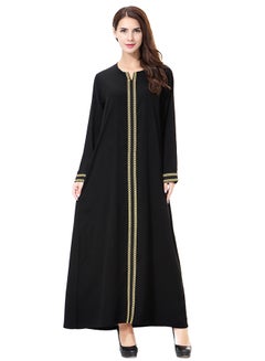 اشتري Elegant Round Neck Abaya Gold/Black في السعودية