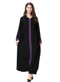 Buy Elegant Round Neck Abaya Violet/Black in Saudi Arabia