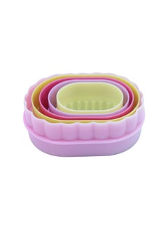 Buy 5-Piece Plastic Flower Cookie Cutter Set Pink/Yellow 4centimeter in Saudi Arabia