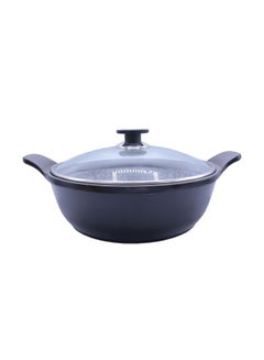 Buy Iron Dish With Glass Cover Grey/Clear 29x9cm in Saudi Arabia