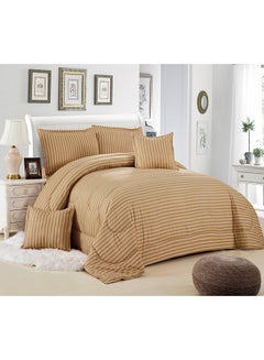 Buy 6 Pieces Comforter Set fabric Brown/Gold in UAE