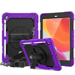 Buy Rugged Shockproof Drop Protection Cover With Kickstand/Shoulder Strap For Apple Ipad 10.2 Purple in UAE