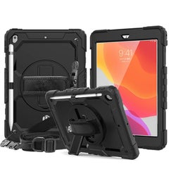 Buy Rugged Shockproof Drop Protection Cover With Kickstand/Shoulder Strap For Apple Ipad 10.2 Black in UAE