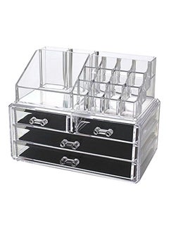 Buy Plastic Acrylic Multi Grid Makeup Organizer 9.4x7.5x5.9 Inch Clear in Egypt