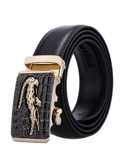 Buy Genuine Leather Belt With Automatic Locking Buckle Black/Gold in UAE