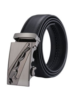 Buy Genuine Leather Belt With Automatic Locking Buckle Black in UAE