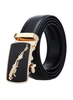 Buy Genuine Leather Belt With Automatic Locking Buckle Black/Gold in UAE