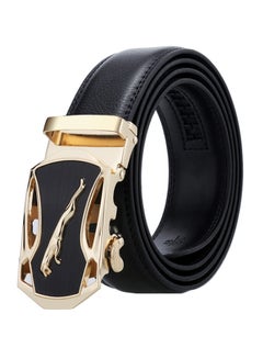 Buy Genuine Leather Belt With Automatic Locking Buckle Black/Gold in UAE