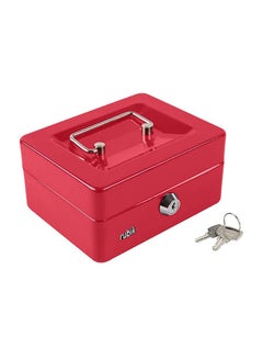Buy Portable Money Safe Box with Tray And Lock Red 15 x 12 x 8cm in Saudi Arabia