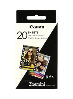 Buy 20-Piece Zoemini Zink Sticky-Backed Photo Paper Black in Egypt