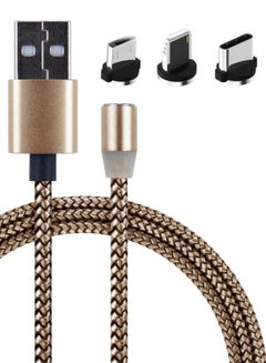 اشتري كابل شحن مغناطيسي مع رأس USB قابل للاستبدال ذهبي/ أسود في الامارات
