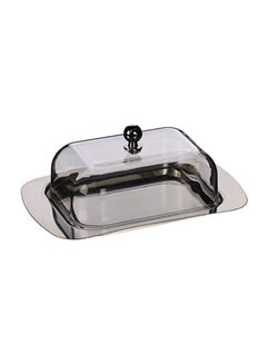 Buy Stainless Steel Butter Dish Clear/Black 7.38x4.75inch in UAE